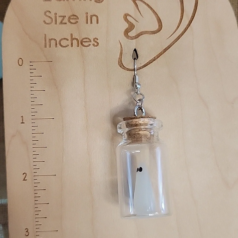 GLOW-IN-THE-DARK GHOST IN A BOTTLE EARRINGS - Picture 6 of 7